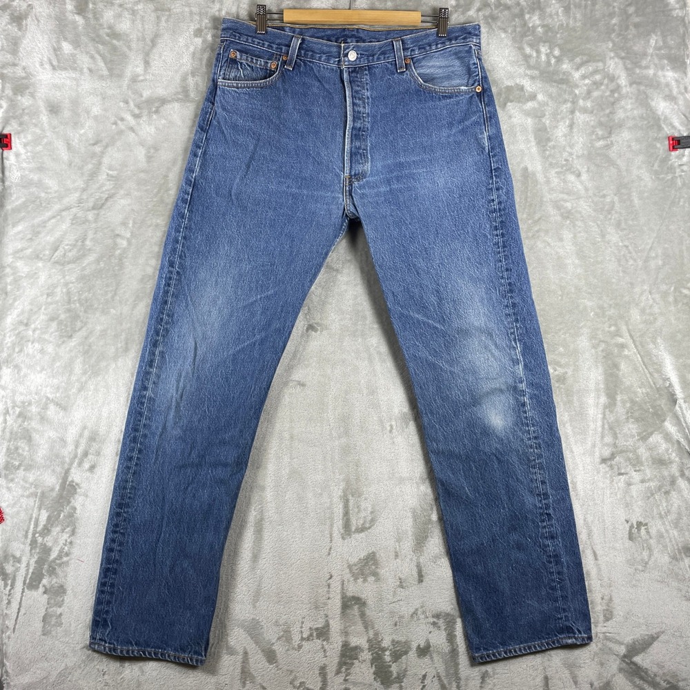 Vintage Levis 501xx Jeans Mens 38x36 fit 36x32 Made in USA Dark Wash Shrink Fit
